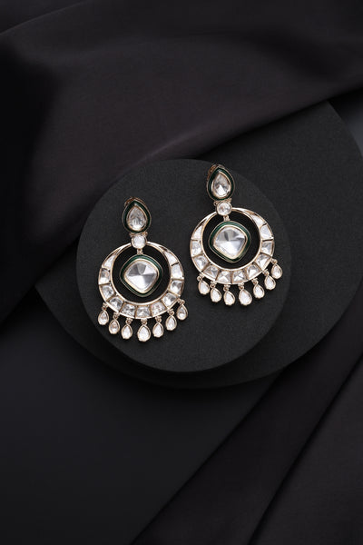 Trisha Rose Gold Polki Chandbali Earrings