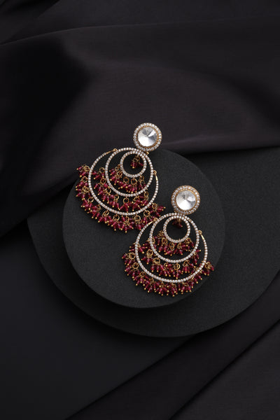 Lara Red Polki Chandbali Earrings