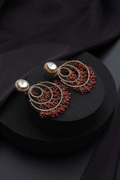 Lara Red Polki Chandbali Earrings