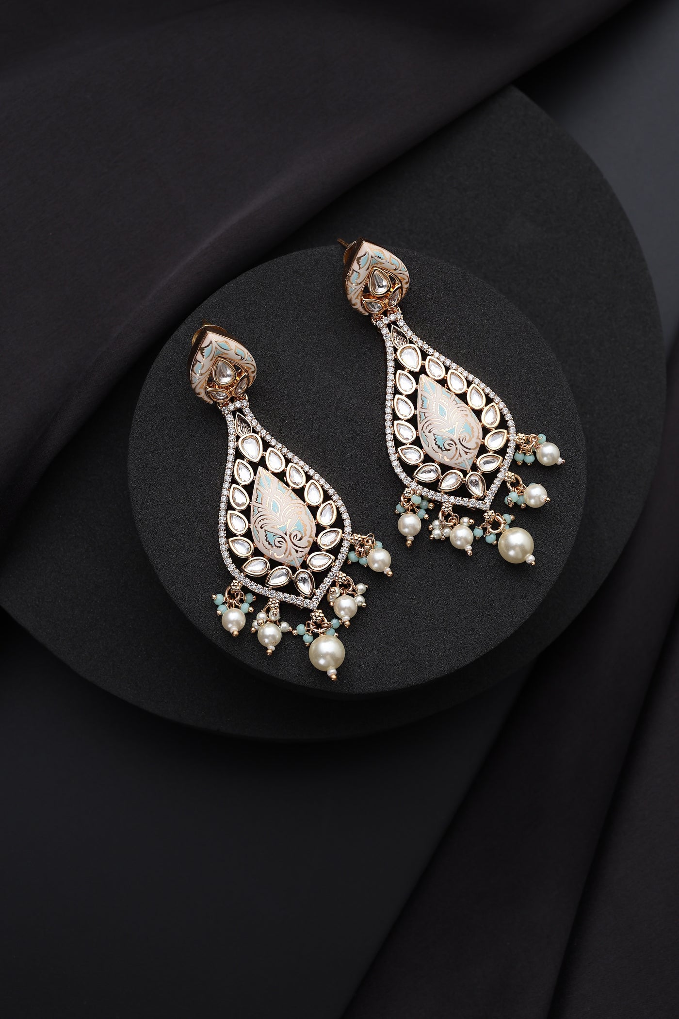 Nishka Multicolour Polki Dangler Earrings