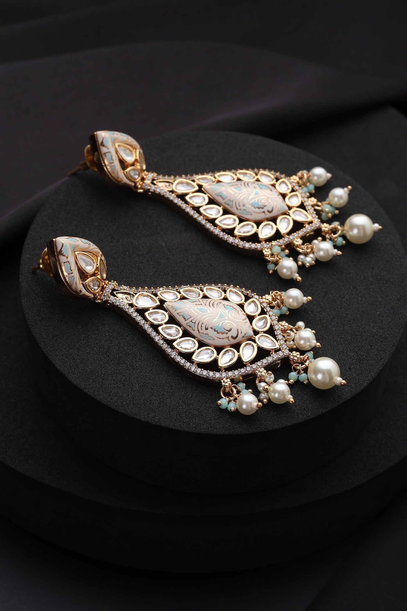 Nishka Multicolour Polki Dangler Earrings