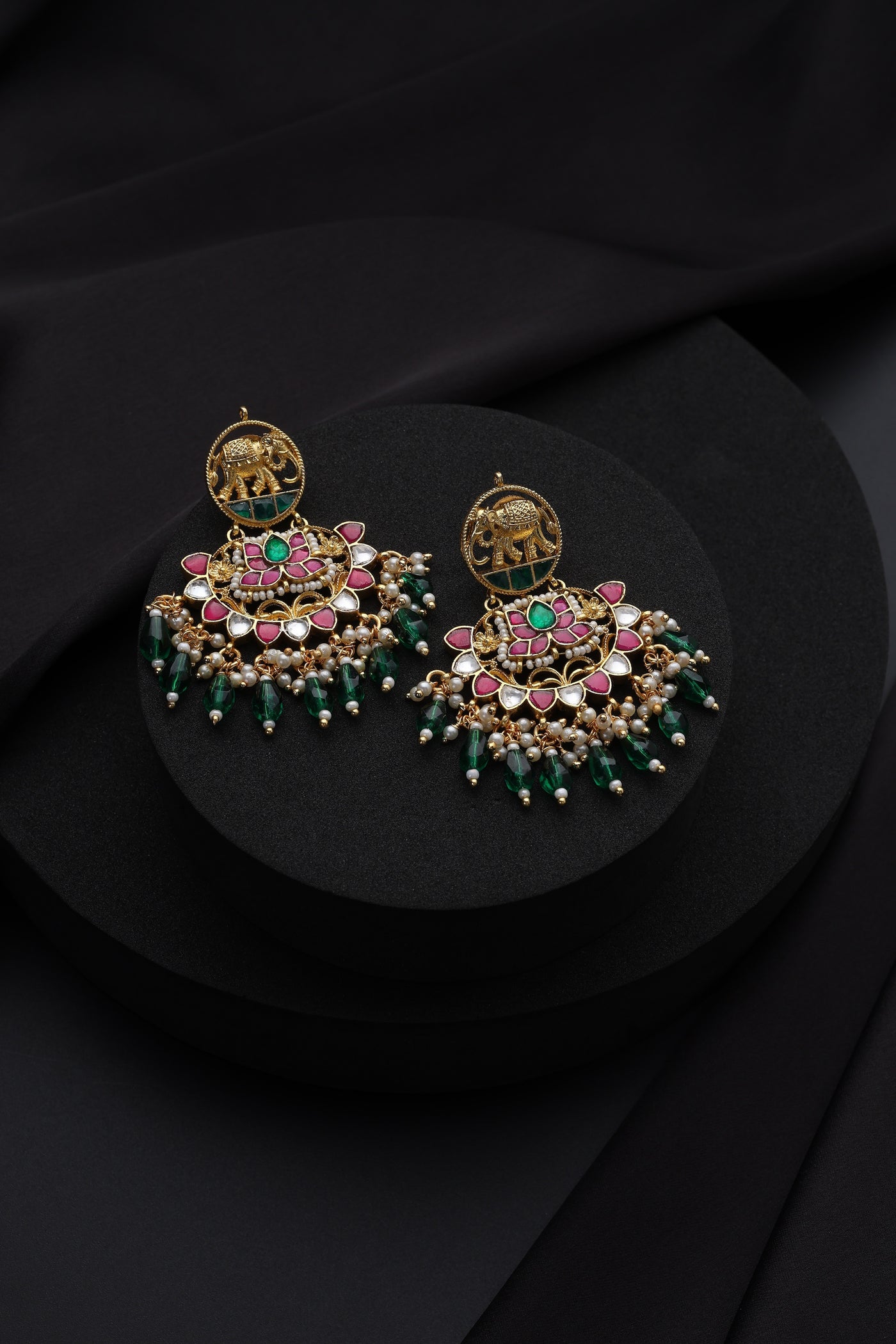 Vrishti Multicolour Kundan Chandbali Earrings