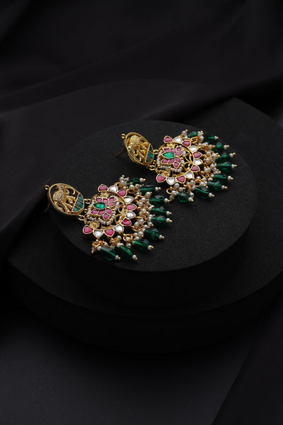 Vrishti Multicolour Kundan Chandbali Earrings
