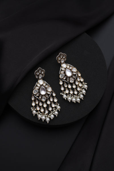 Yami White Victorian Polki Dangler Earrings