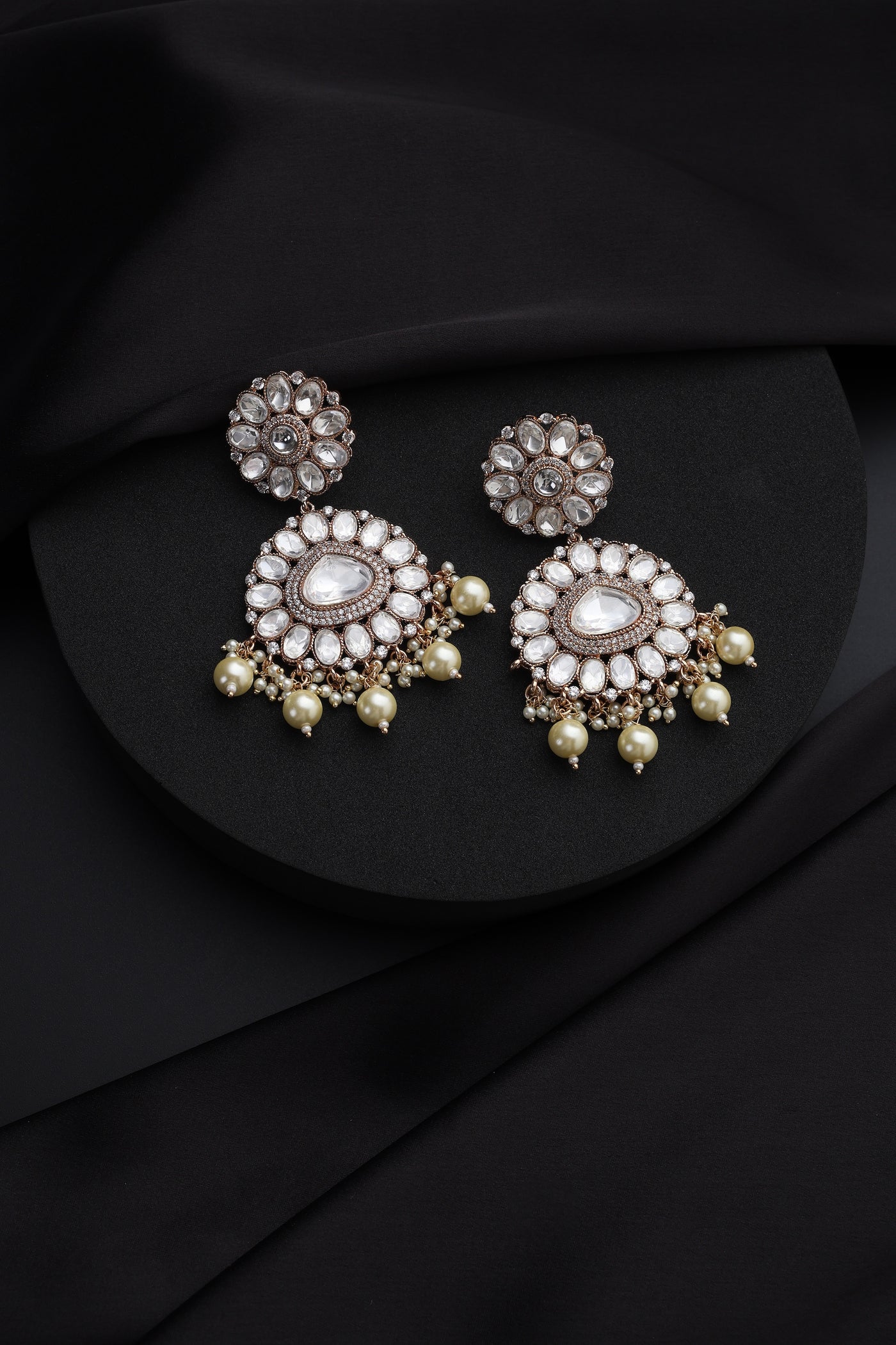 Zeenat Rose Gold Polki Dangler Earrings