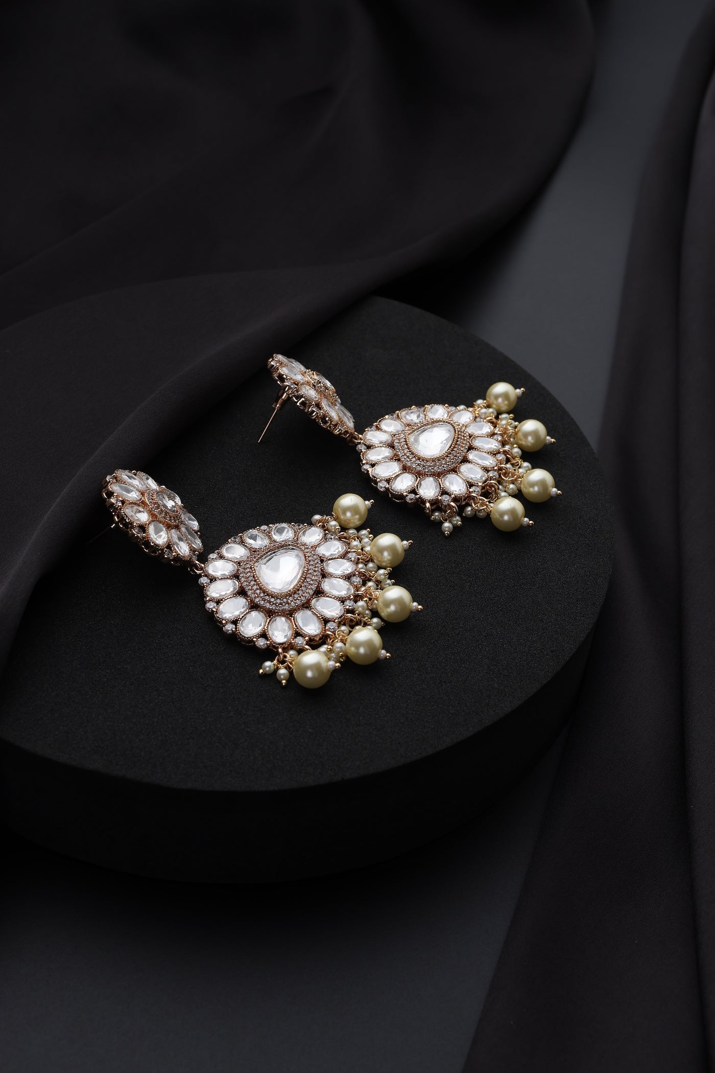 Zeenat Rose Gold Polki Dangler Earrings