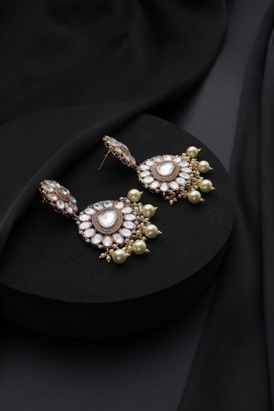 Zeenat Rose Gold Polki Dangler Earrings