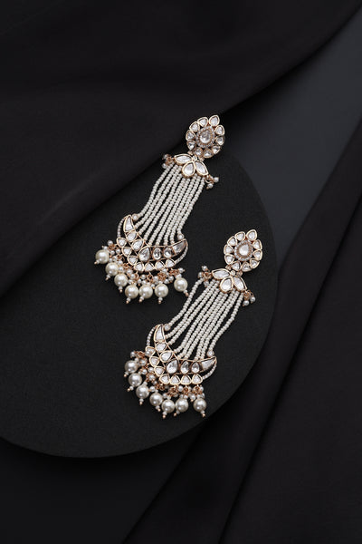 Anvitha White Polki Chandbali Earrings