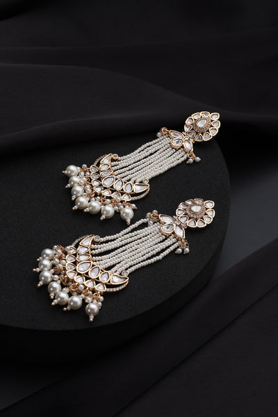 Anvitha White Polki Chandbali Earrings