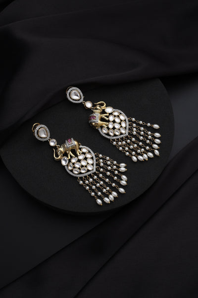 Tashi White Polki Dangler Earrings
