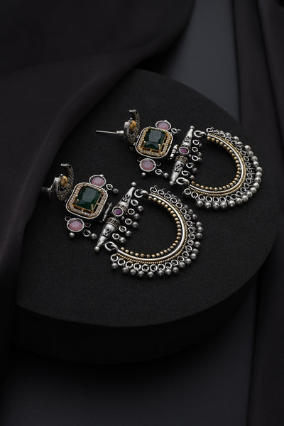 Lata Multicolour Zirconia Chandbali Earrings