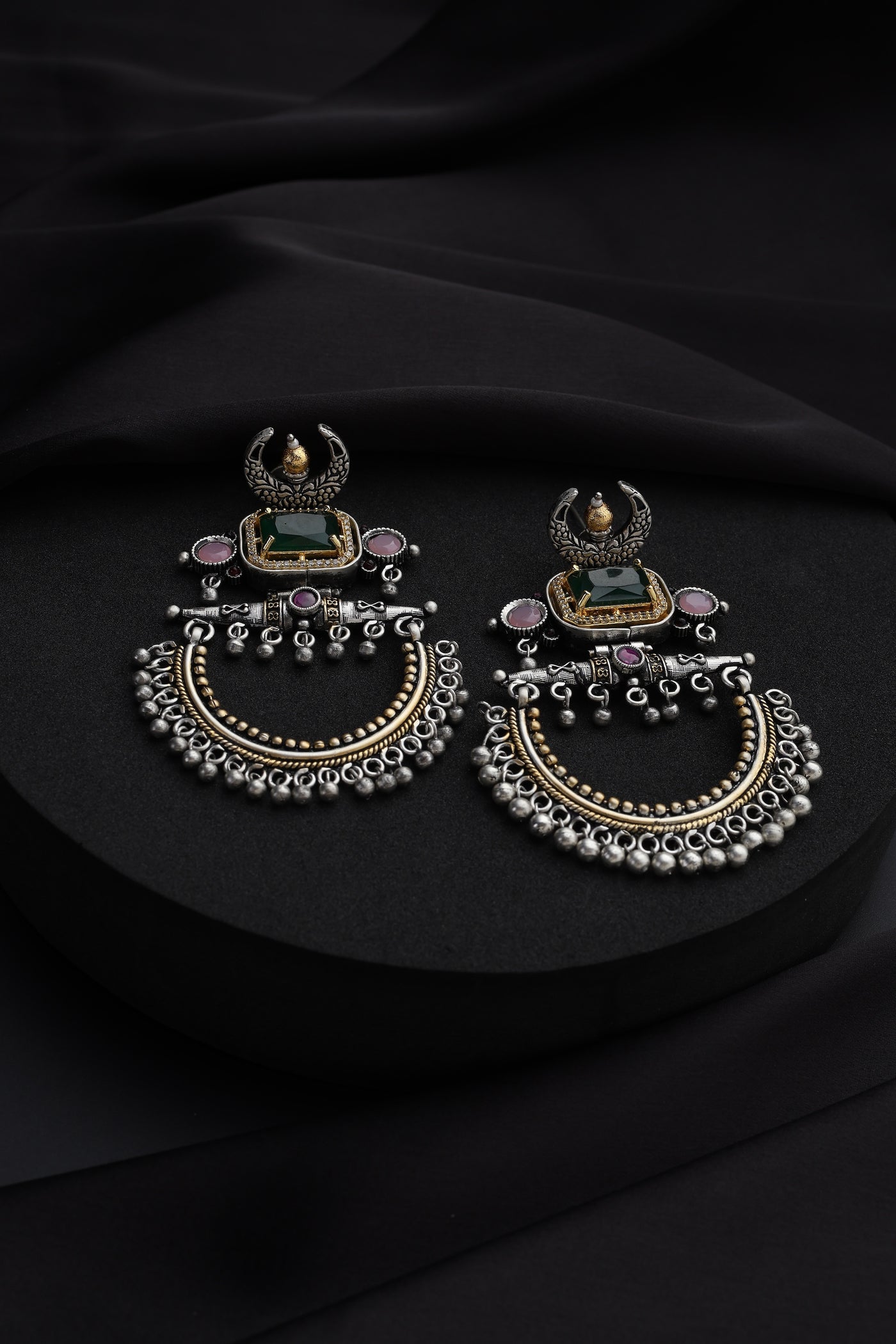 Lata Multicolour Zirconia Chandbali Earrings