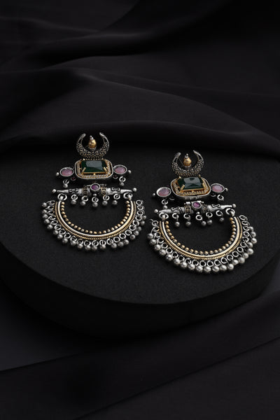 Lata Multicolour Zirconia Chandbali Earrings