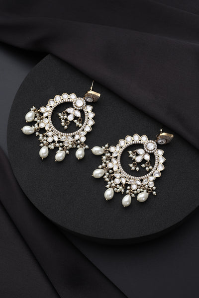 Vaani White Polki Dangler Earrings