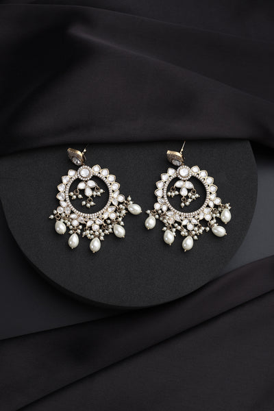 Vaani White Polki Dangler Earrings