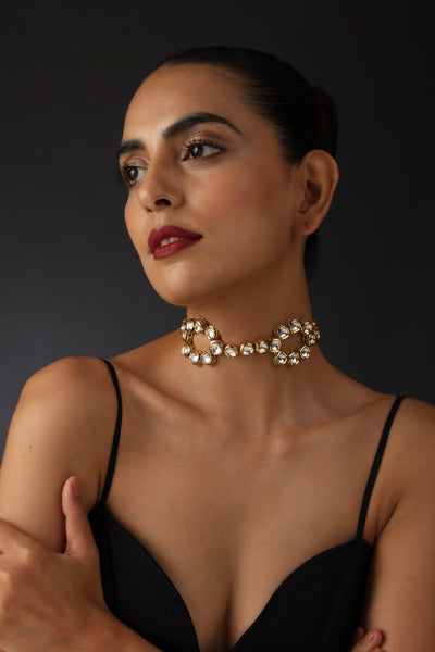 Marzia Gold Kundan Choker Necklace