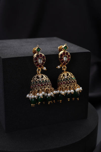 Vaani Multicolour Temple Jhumka Earrings