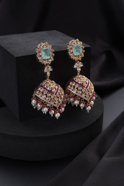 Ishira Multicolour Polki Jhumka Earrings