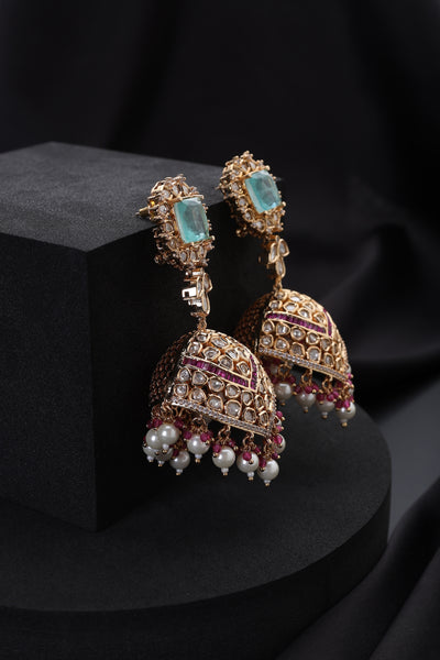 Ishira Multicolour Polki Jhumka Earrings