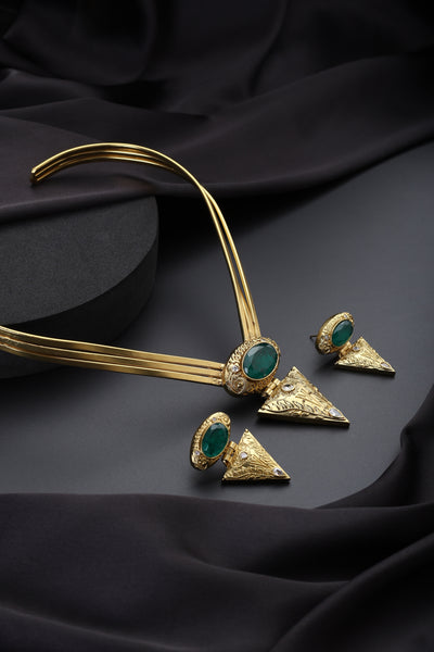 Sarv Emerald Polki Hasli Set