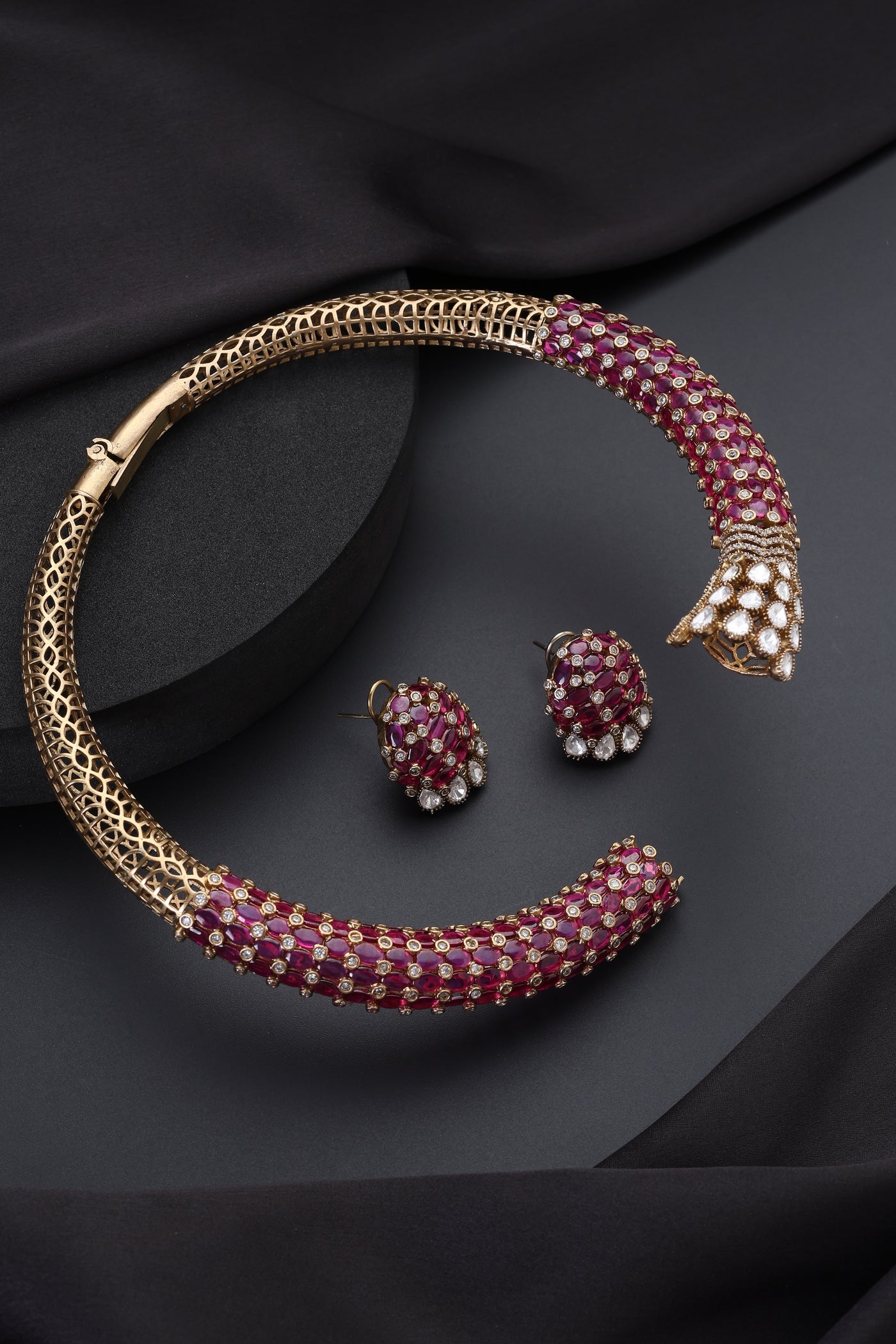 Risha Ruby Polki Hasli Set