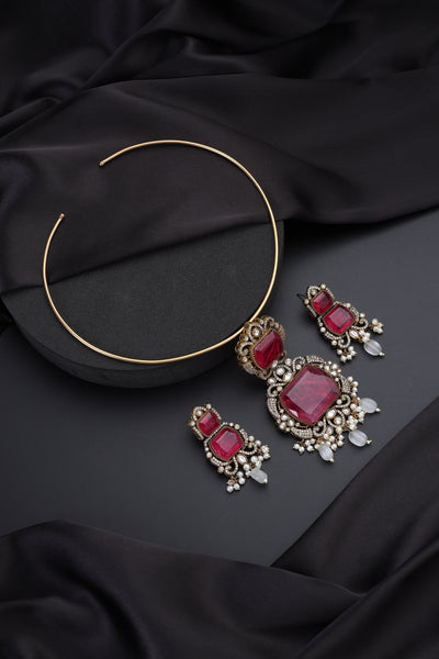 Kesksh Ruby Hasli Necklace Set