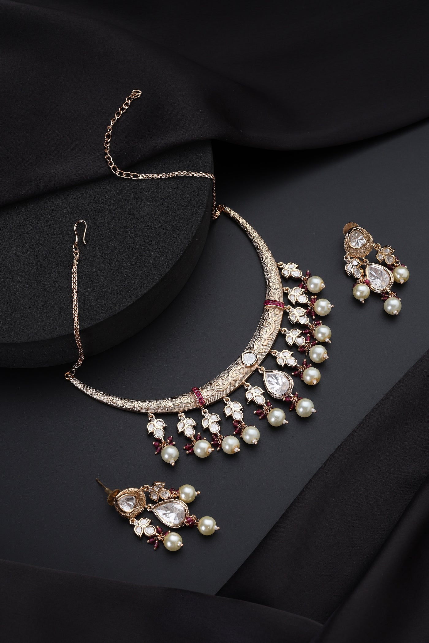 Mehwa Gold Polki Hasli Set