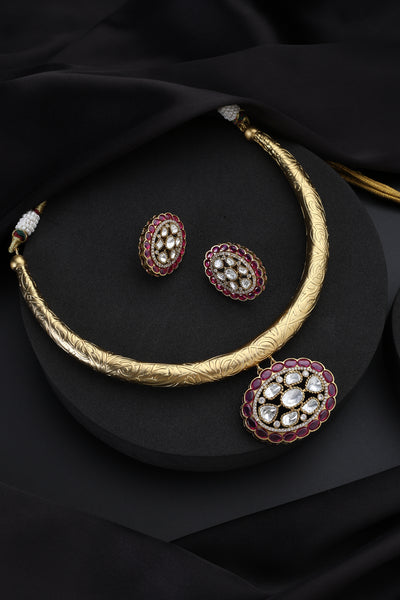 Padma Ruby and Polki Hasli Set