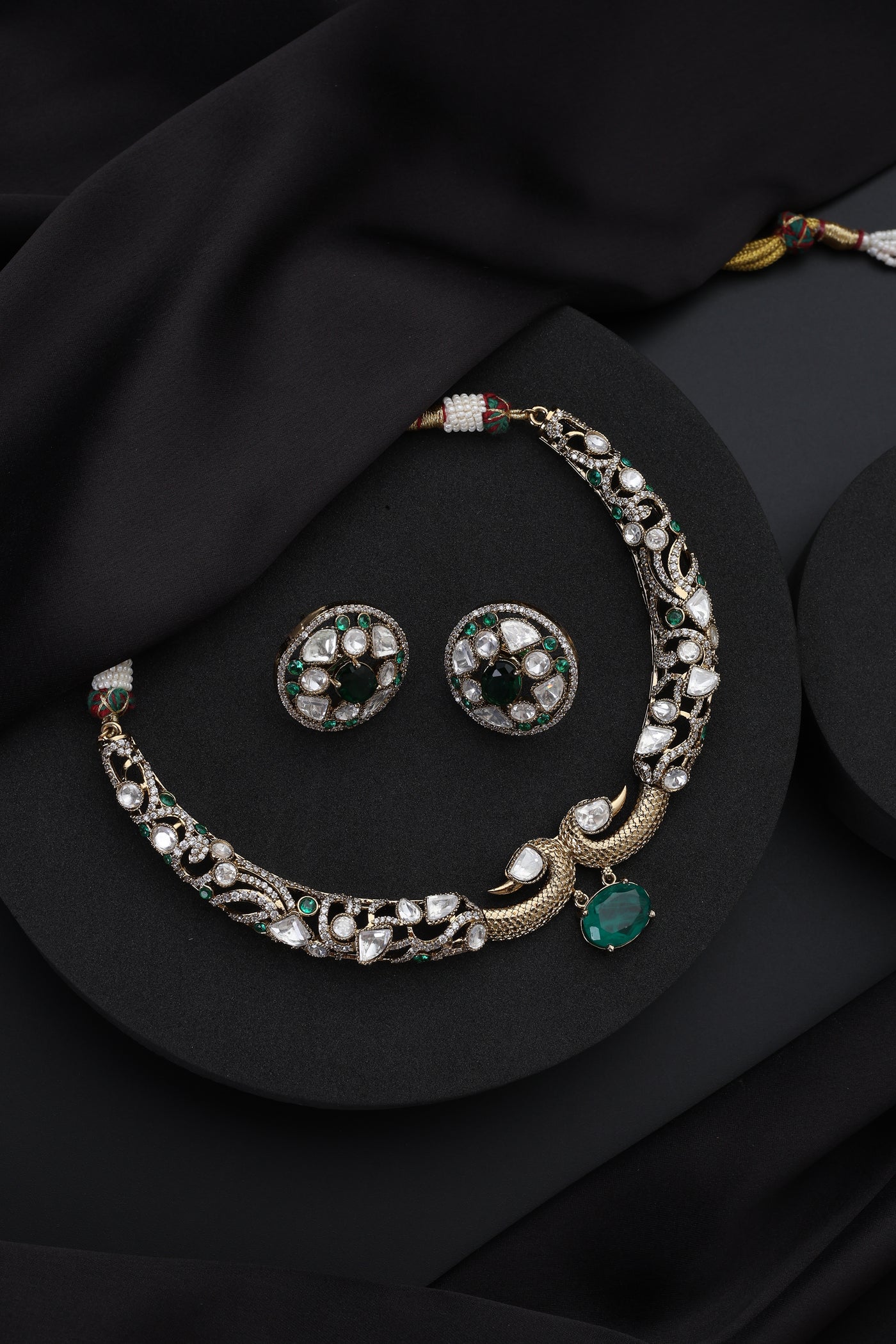 Menka Emerald Polki Hasli Set