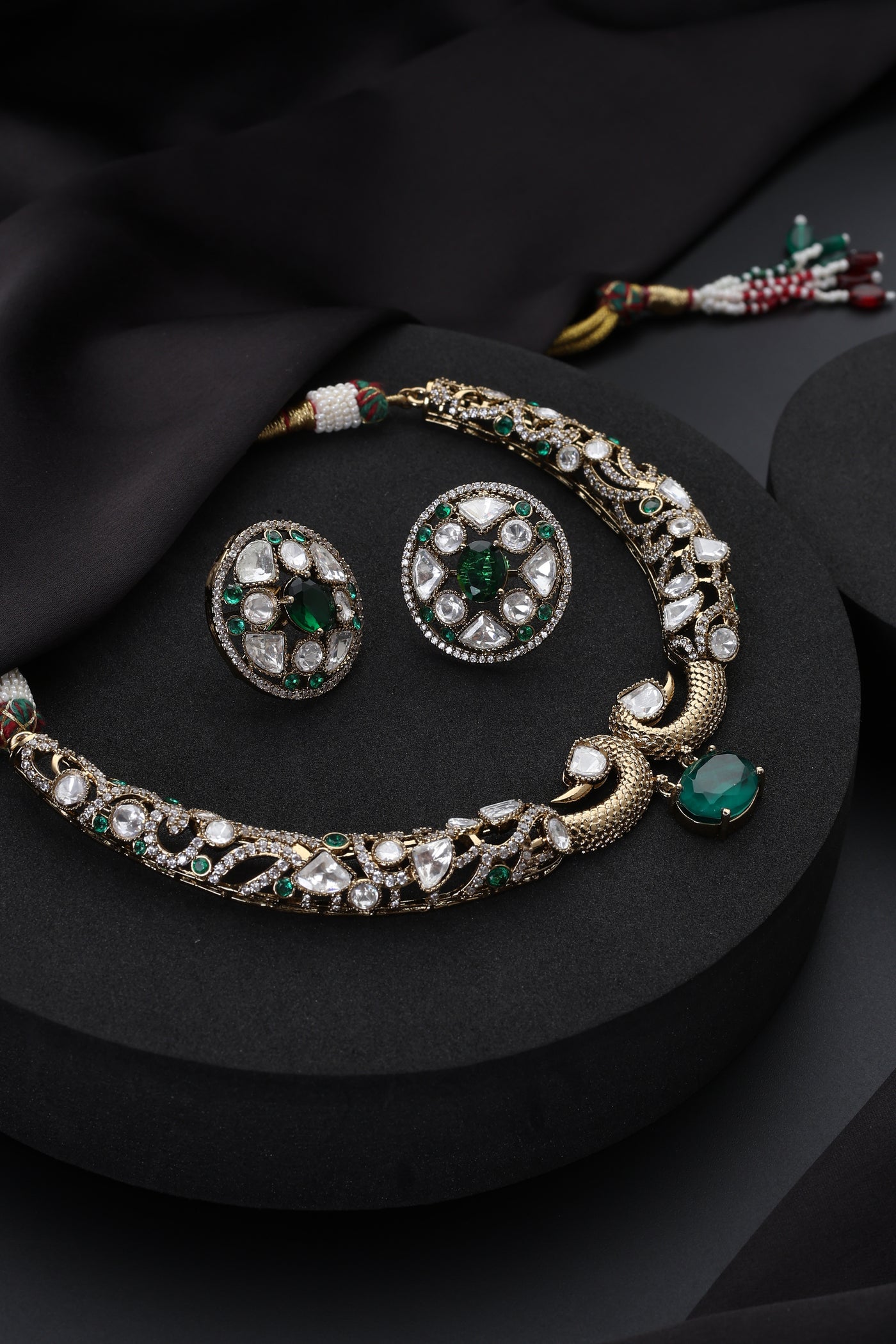 Menka Emerald Polki Hasli Set