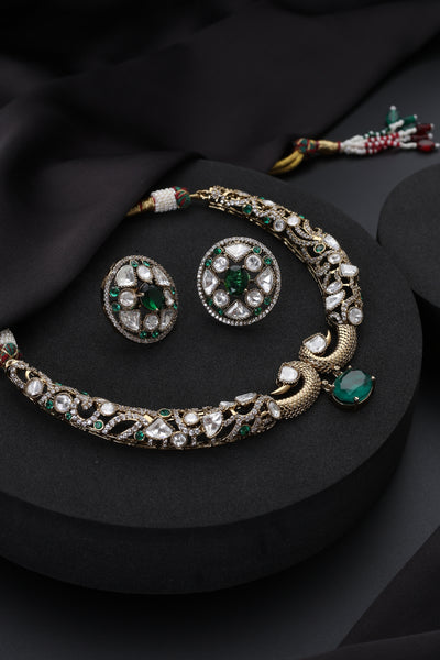 Menka Emerald Polki Hasli Set