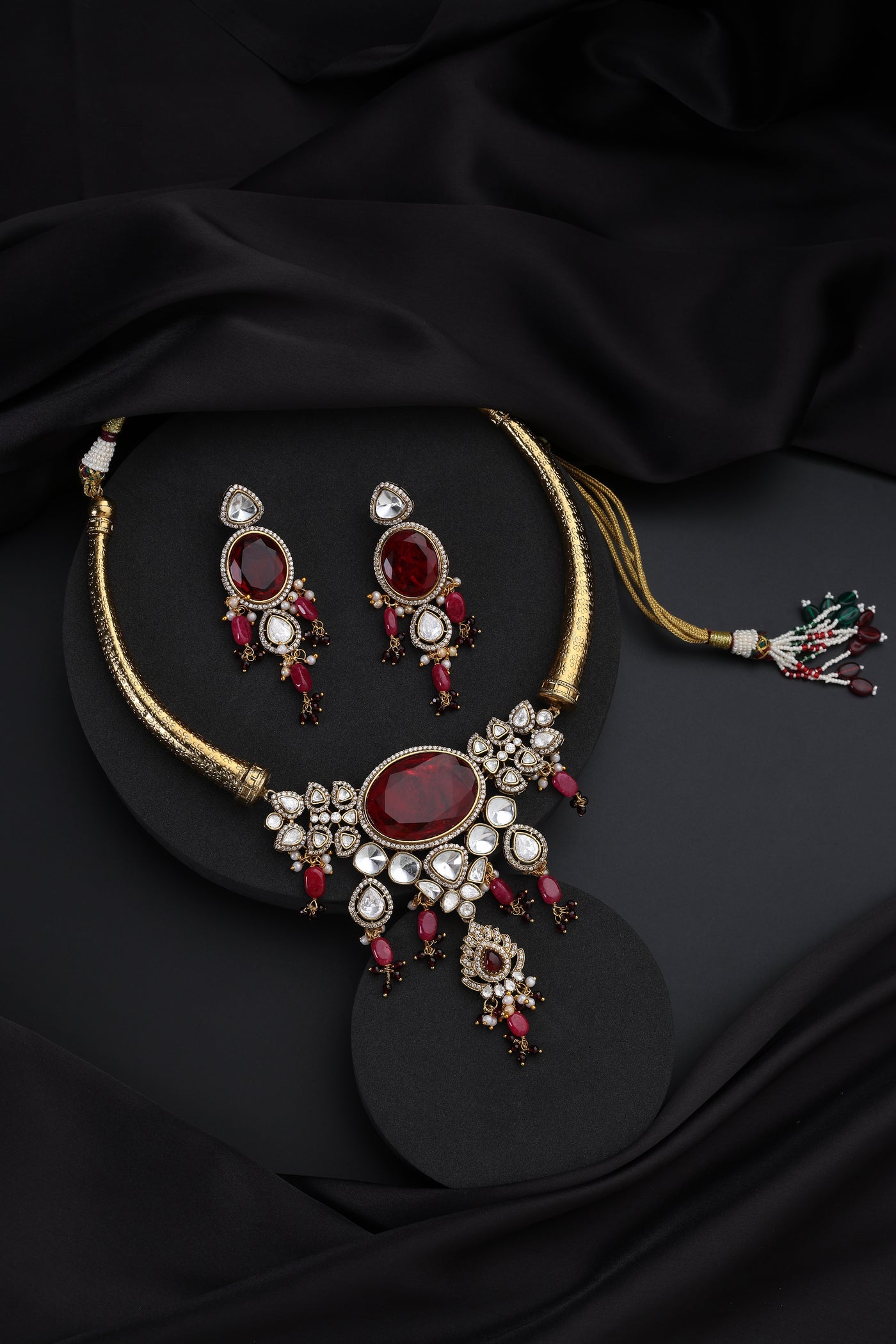 Adra Ruby Polki Hasli Set