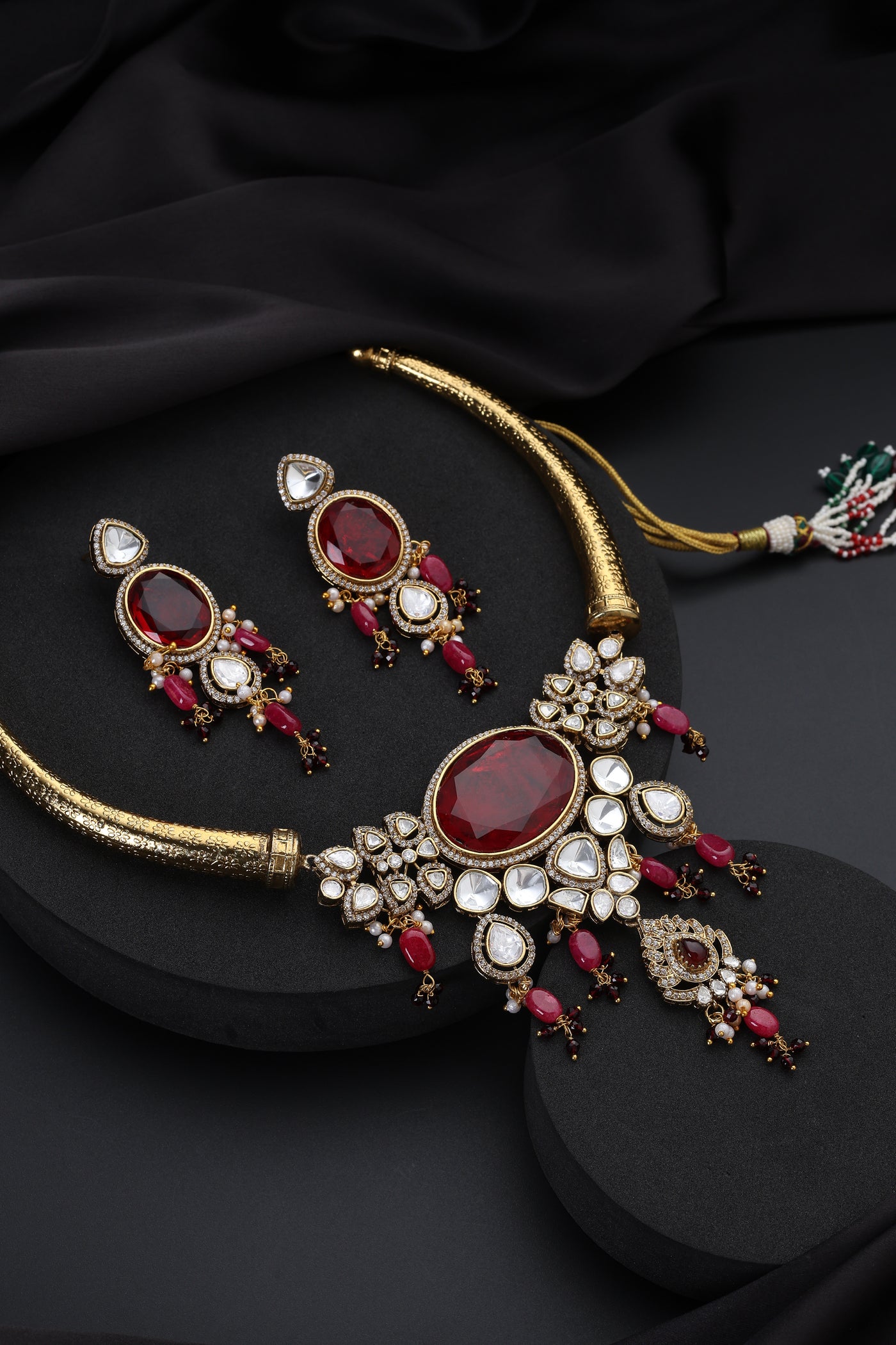 Adra Ruby Polki Hasli Set