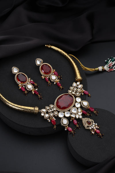 Adra Ruby Polki Hasli Set