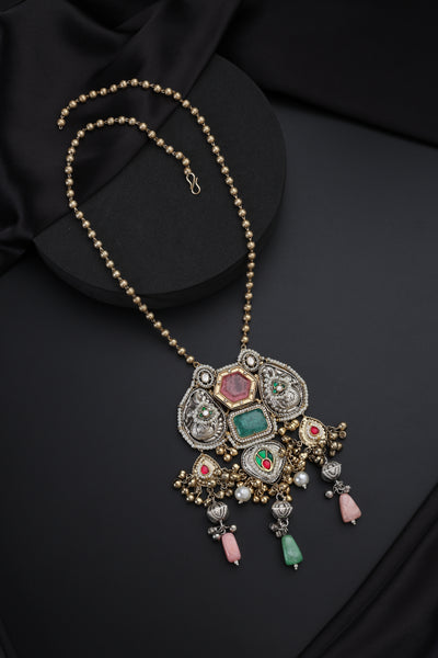 Svara Multicolour Silver Pendant