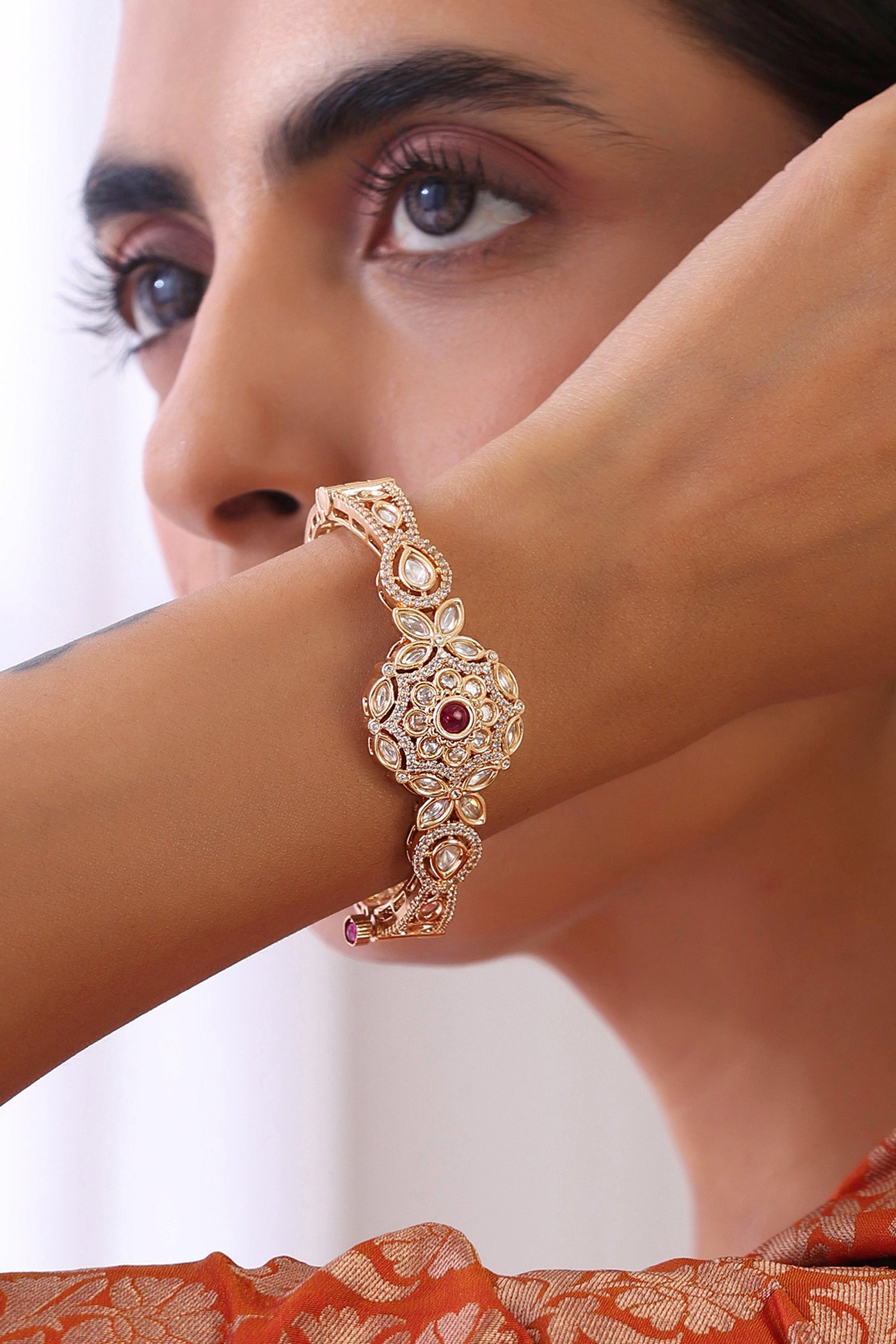 Kayna Rose Gold Polki Bracelet