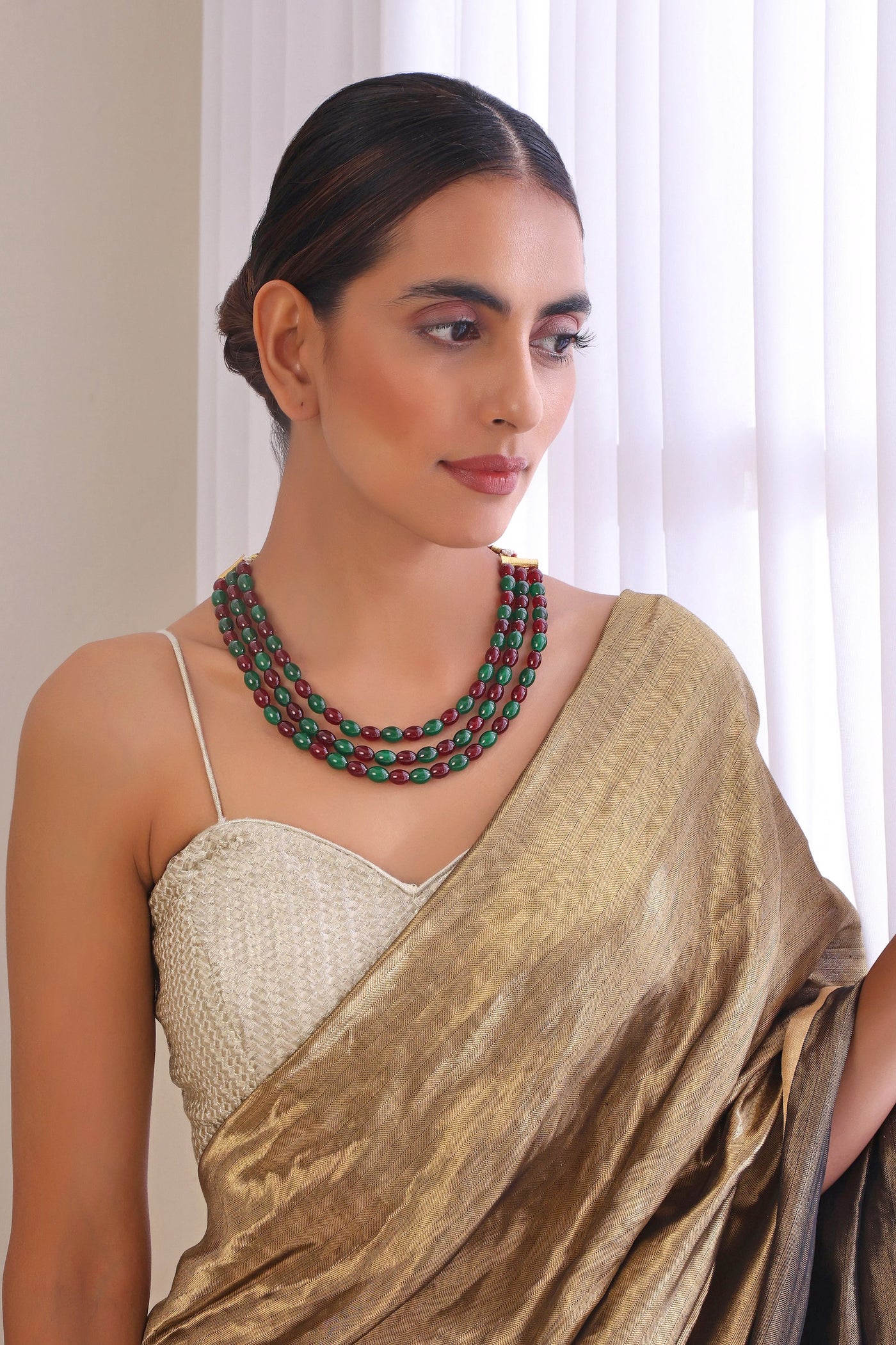Haima Multicolour Layered Pearl Necklace