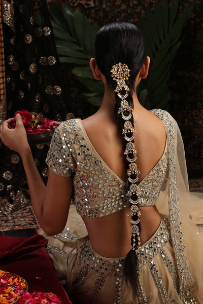 Reya Gold Kundan Braid Pin