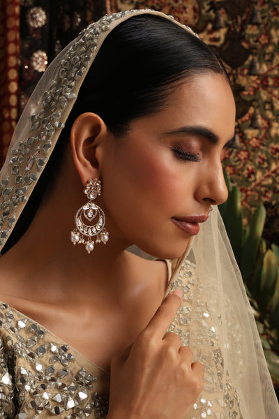 Amna Gold Polki Chandbali Earrings