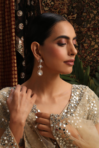 Taavi Rose Gold Polki Dangler Earrings