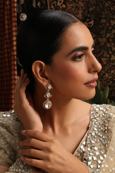 Taavi Rose Gold Polki Dangler Earrings