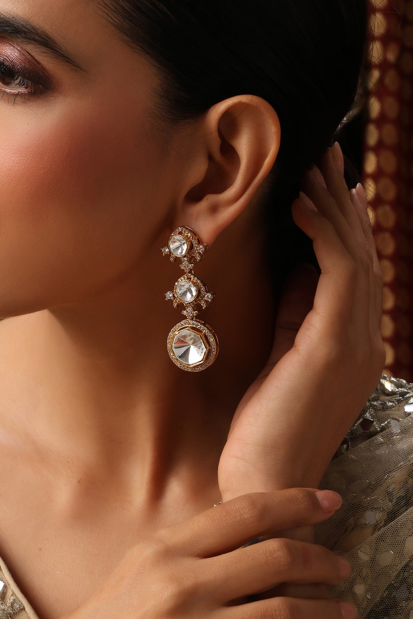 Taavi Rose Gold Polki Dangler Earrings