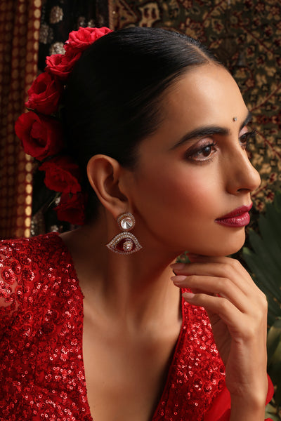 Nira Ruby Polki Stud Earrings