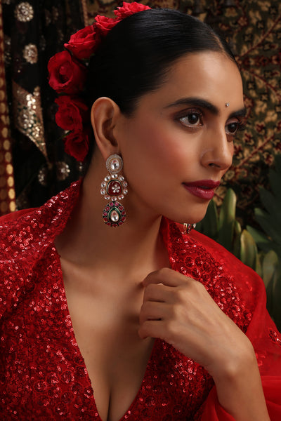 Sahithi Multicolor Polki Dangler Earrings