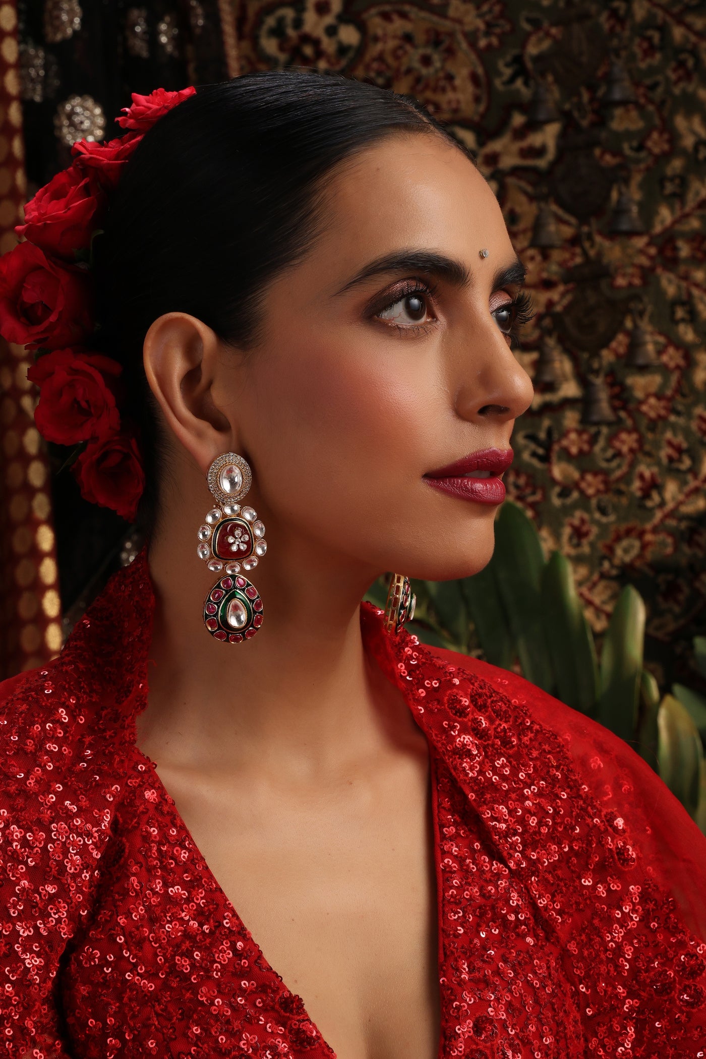 Sahithi Multicolor Polki Dangler Earrings