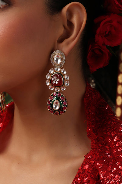 Sahithi Multicolor Polki Dangler Earrings
