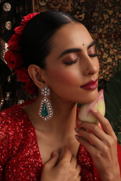 Inina Emerald Polki Dangler Earrings