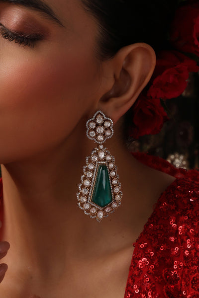 Inina Emerald Polki Dangler Earrings