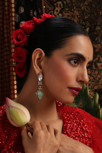 Niamh Mint Polki Dangler Earrings