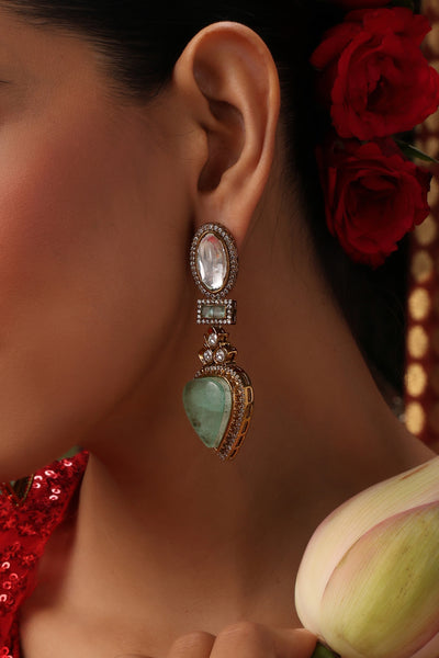 Niamh Mint Polki Dangler Earrings